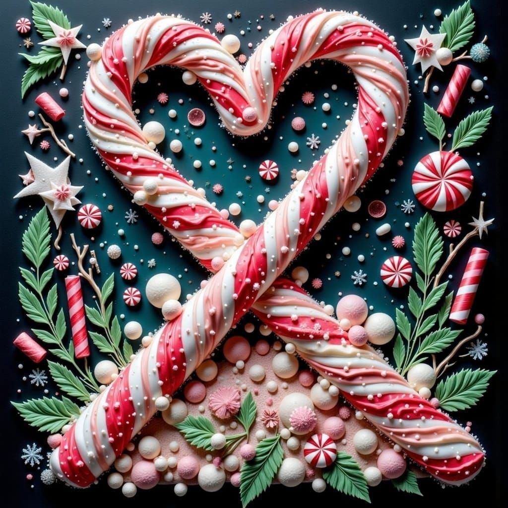 Surreal Candy Cane Scene Unfolds