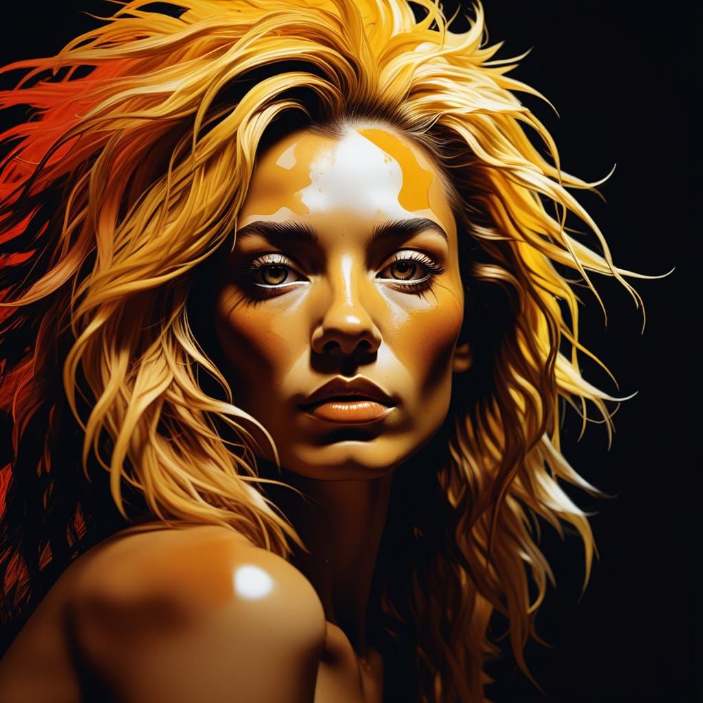 Hyper-Realistic Lion-Human Hybrid in Vibrant Fauvist Colors