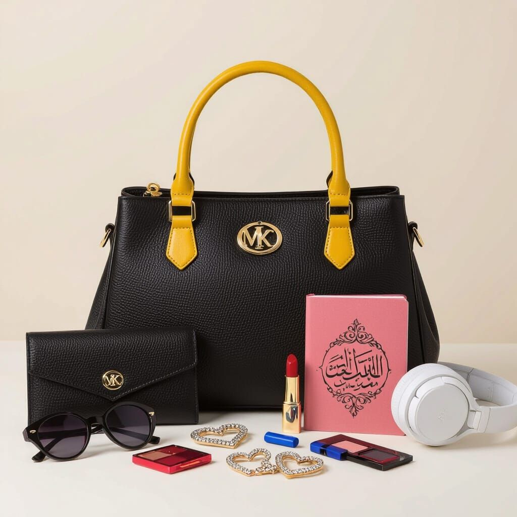 Elegant Black Leather Handbag with Gold Handle