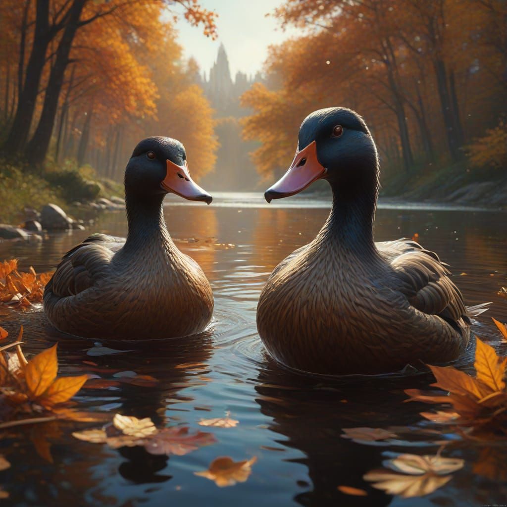 Autumn Ducks in Volumetric Light: Concept Art