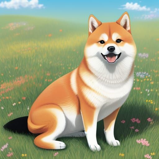 Playful Shiba in Whimsical Digital Art