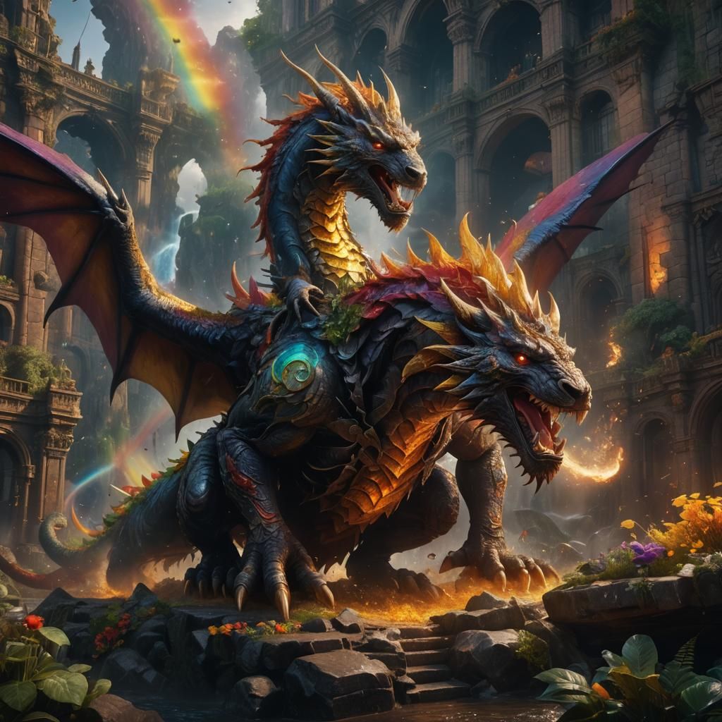 Detailed Rainbows Matte Painting in Deep Color