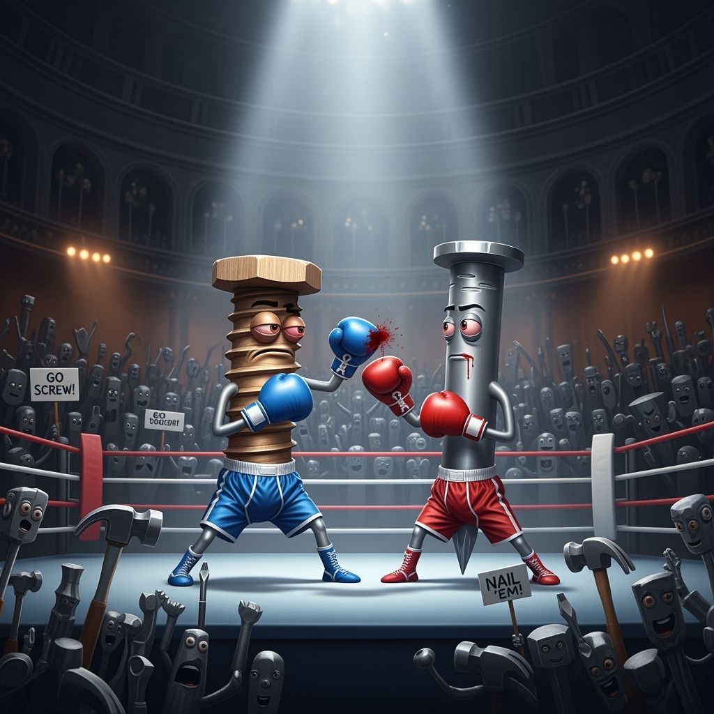Fastener Fight: Screw vs. Nail in Boxing Ring
