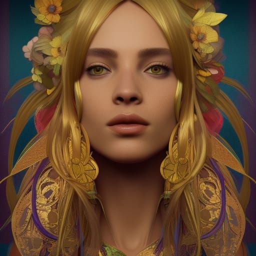 Venezuelan Woman Portrait in Art Nouveau Style