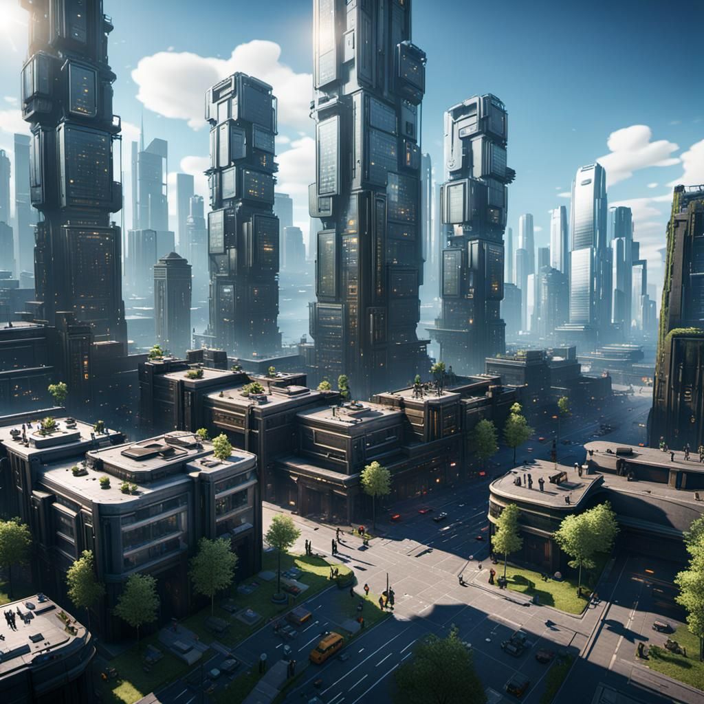Futuristic Footprint City in 3D Cinematic Style