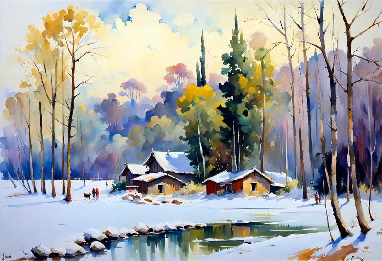 Landscape Masterpiece in Gouache and Watercolor