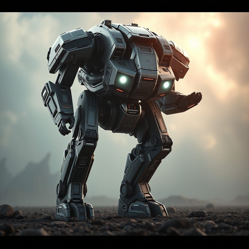 Epic Sci-Fi Mech in Futuristic Aesthetic