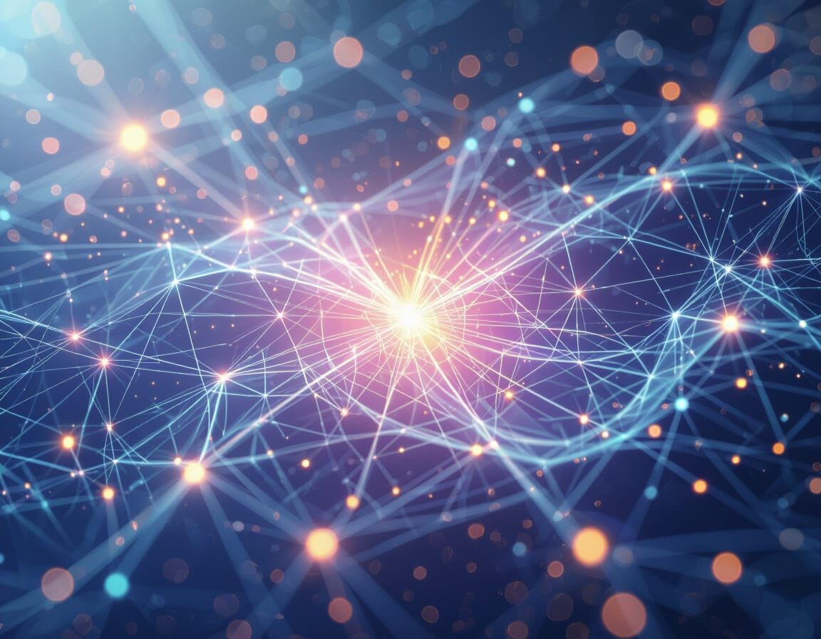 Glowing Logic Network Visualization in Digital Art Style