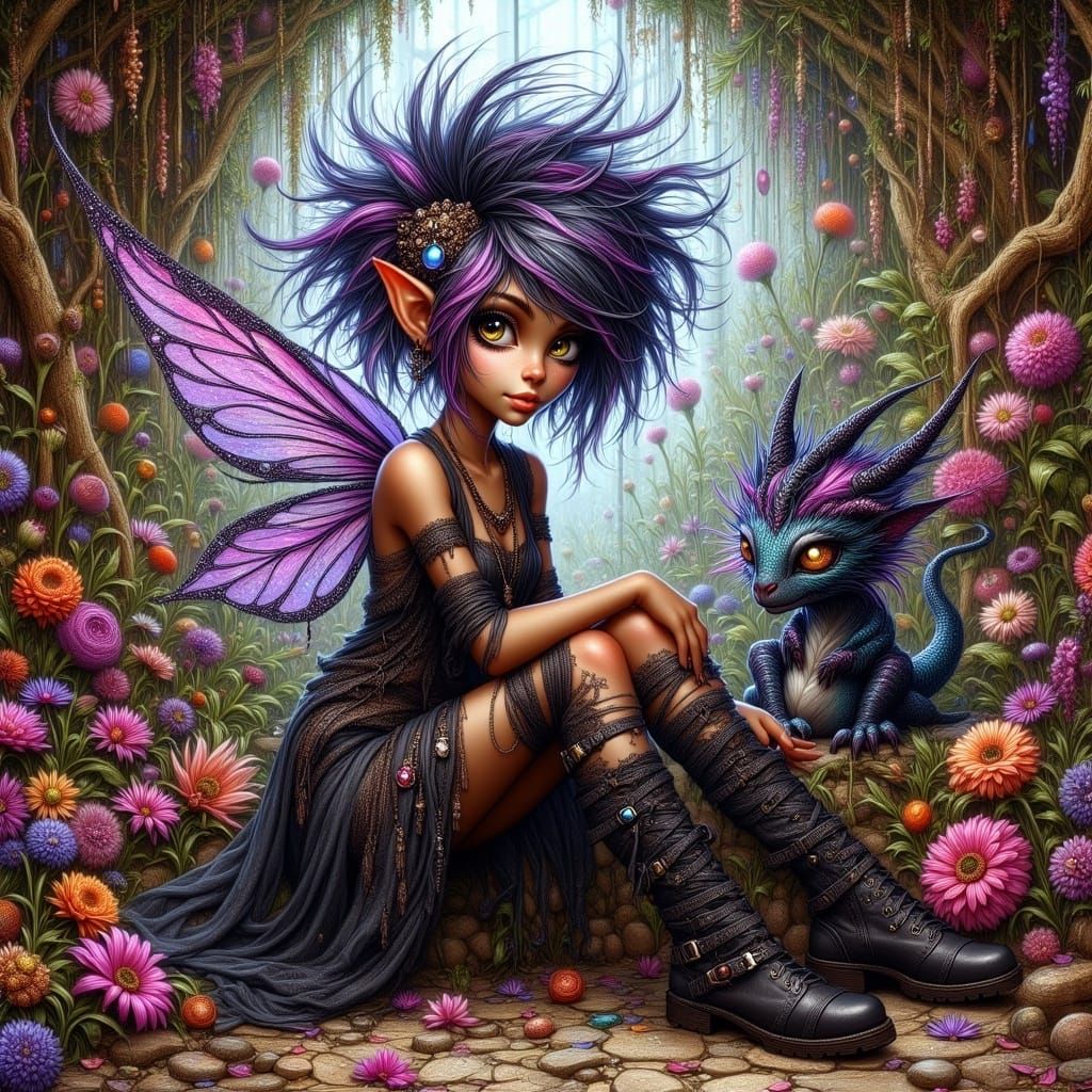 Gothic Pixie in Overgrown Garden