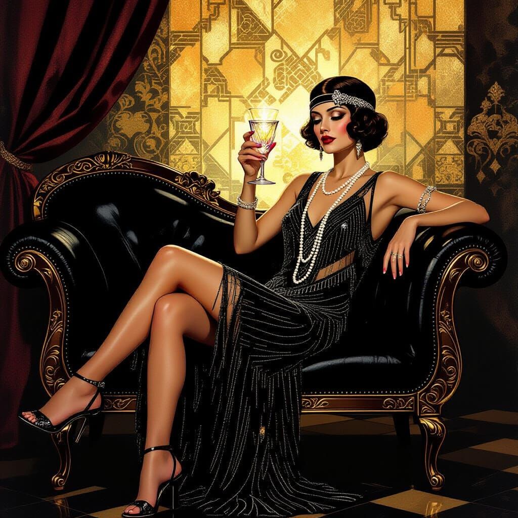 Art Deco Goddess in Hidden Speakeasy