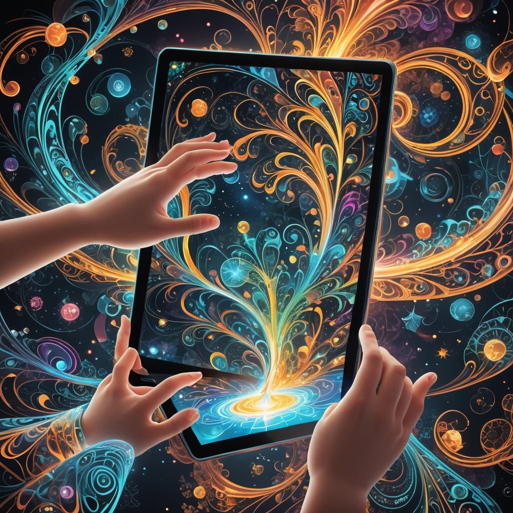 Child's Fractal Tablet: Abstract Vector Art