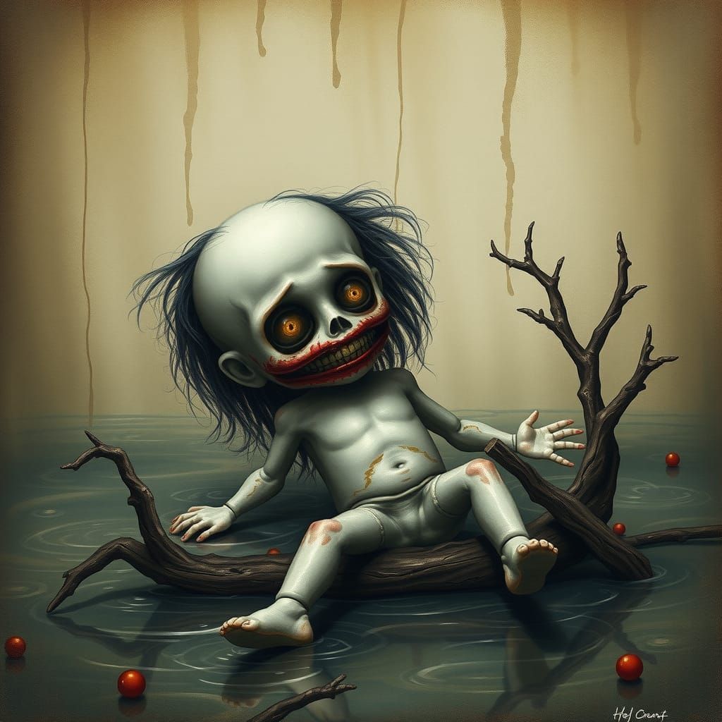 Drowning Chibi Doll in Romanticism Style
