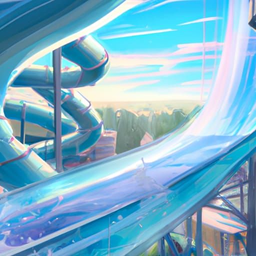 Anime Water Slide in Studio Ghibli Style