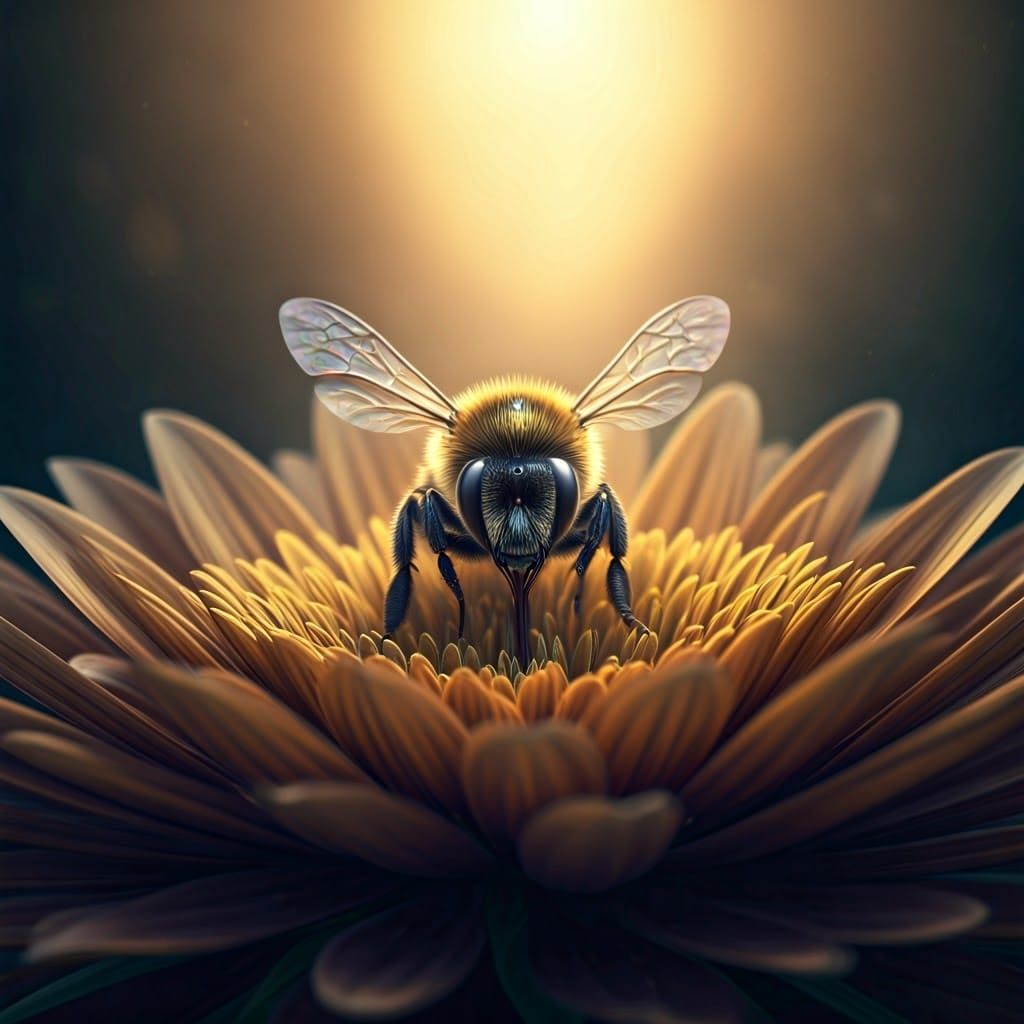 Delicate Bee in Golden Light