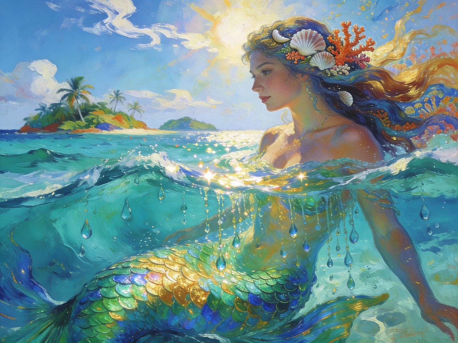 Radiant Mermaid in Tropical Caribbean Waters