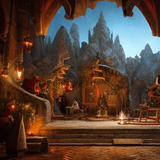 Dragons Sing Christmas Carols: Fantasy Concept Art
