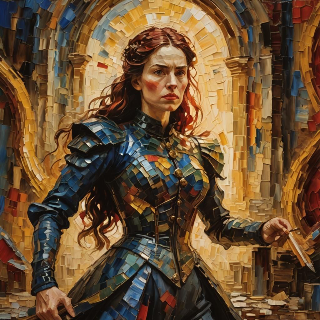 Stern Woman's Portrait in Expressionist Oil Painting