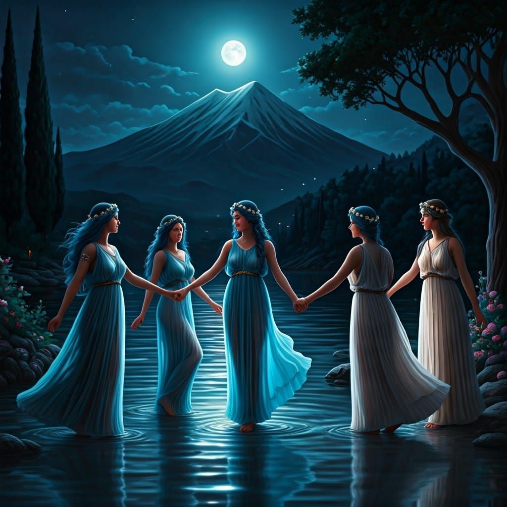 Water Nymphs and Greek Goddesses Dance by Moonlight