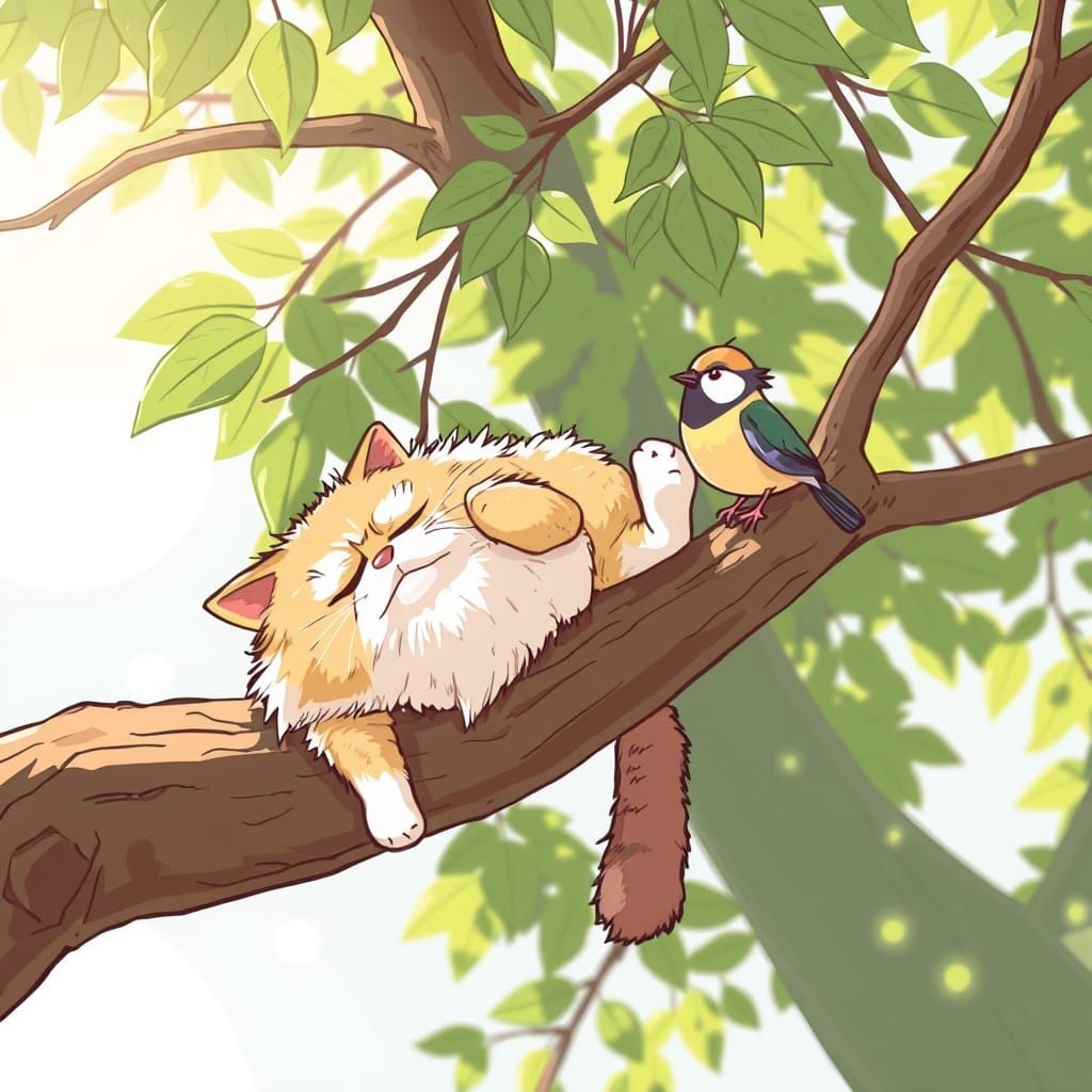 Cartoon Cat Meltdown on a Hot Summer Day