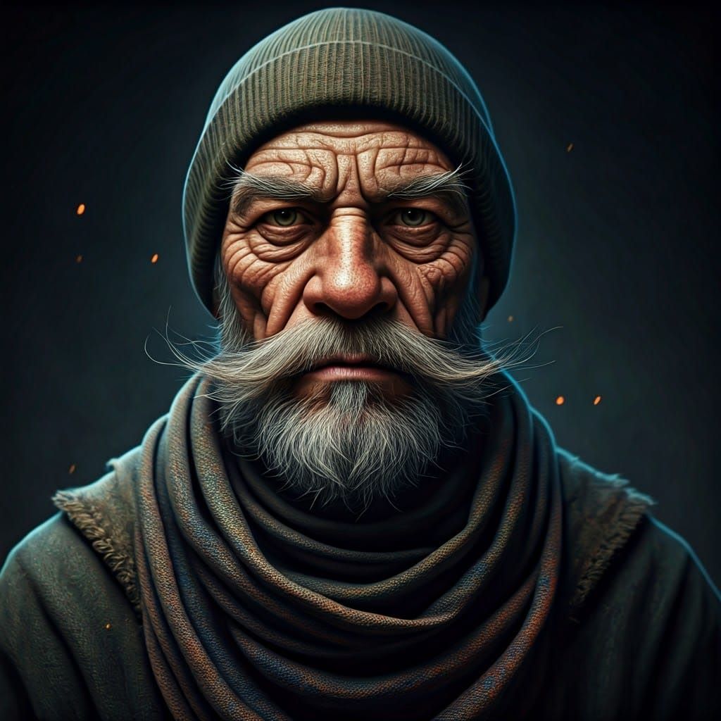 Ancient Mystic Wizard Portrait in Earthy Tones