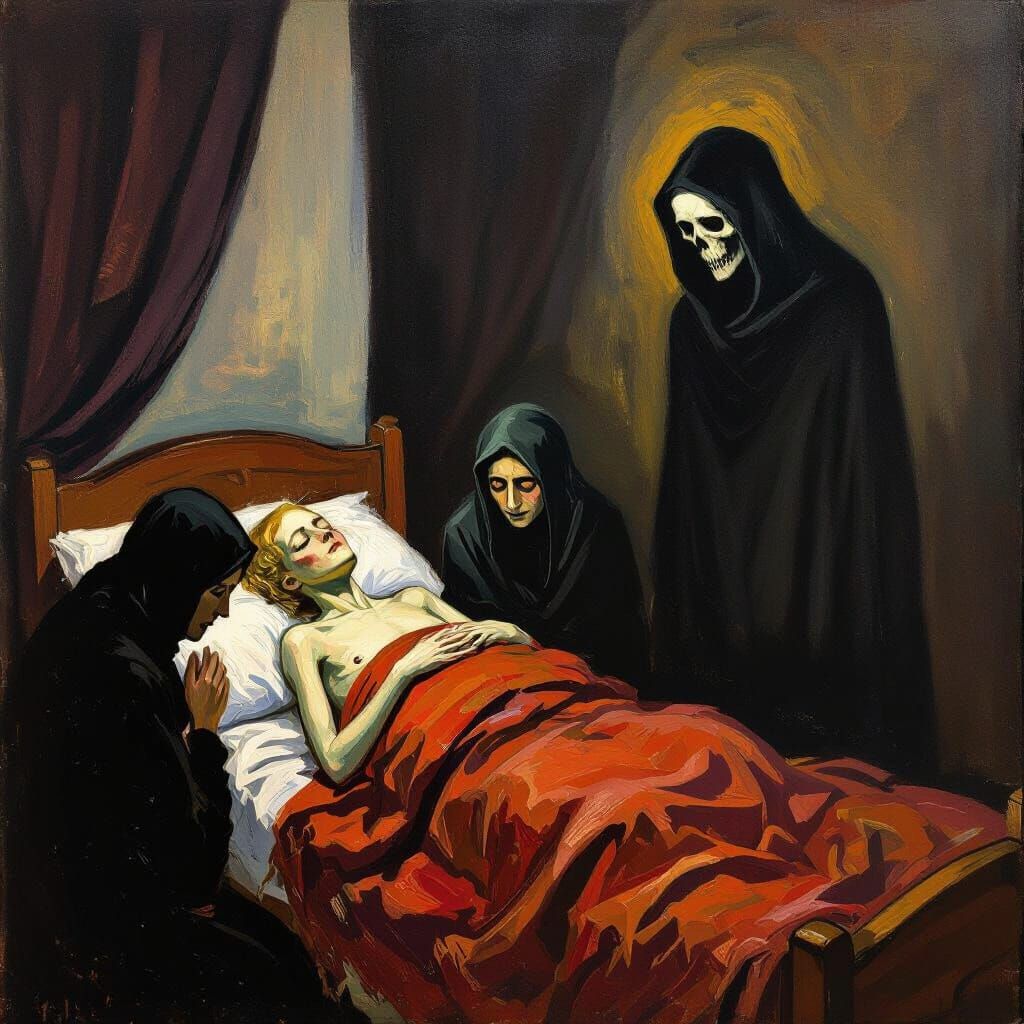 Grieving Scene in the Style of Edvard Munch