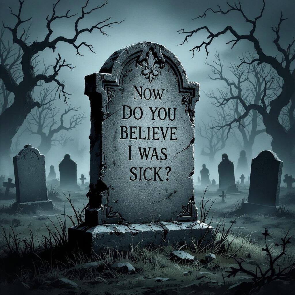 Eerie Tombstone Scene in Graveyard Mist