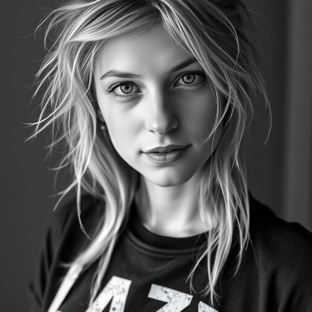 Softly Lit Danish Beauty in High-Contrast Black and White