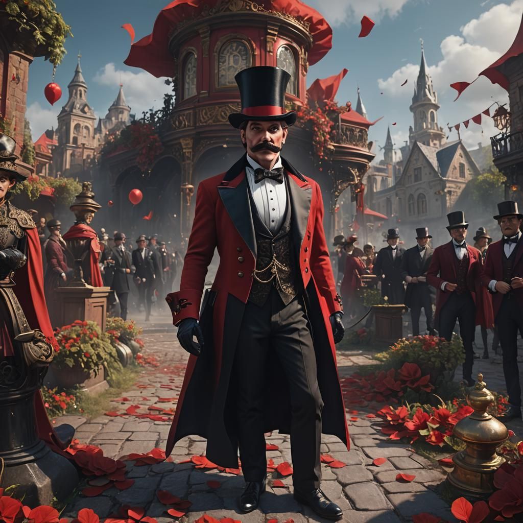 Man with Red Tuxedo and White Mustache