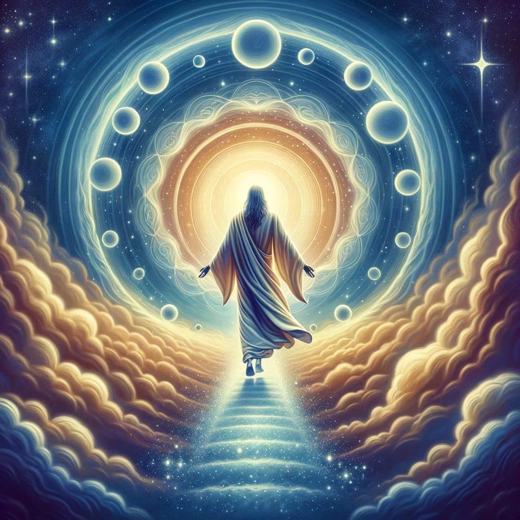 Ethereal Path to Heaven with Divine Figure