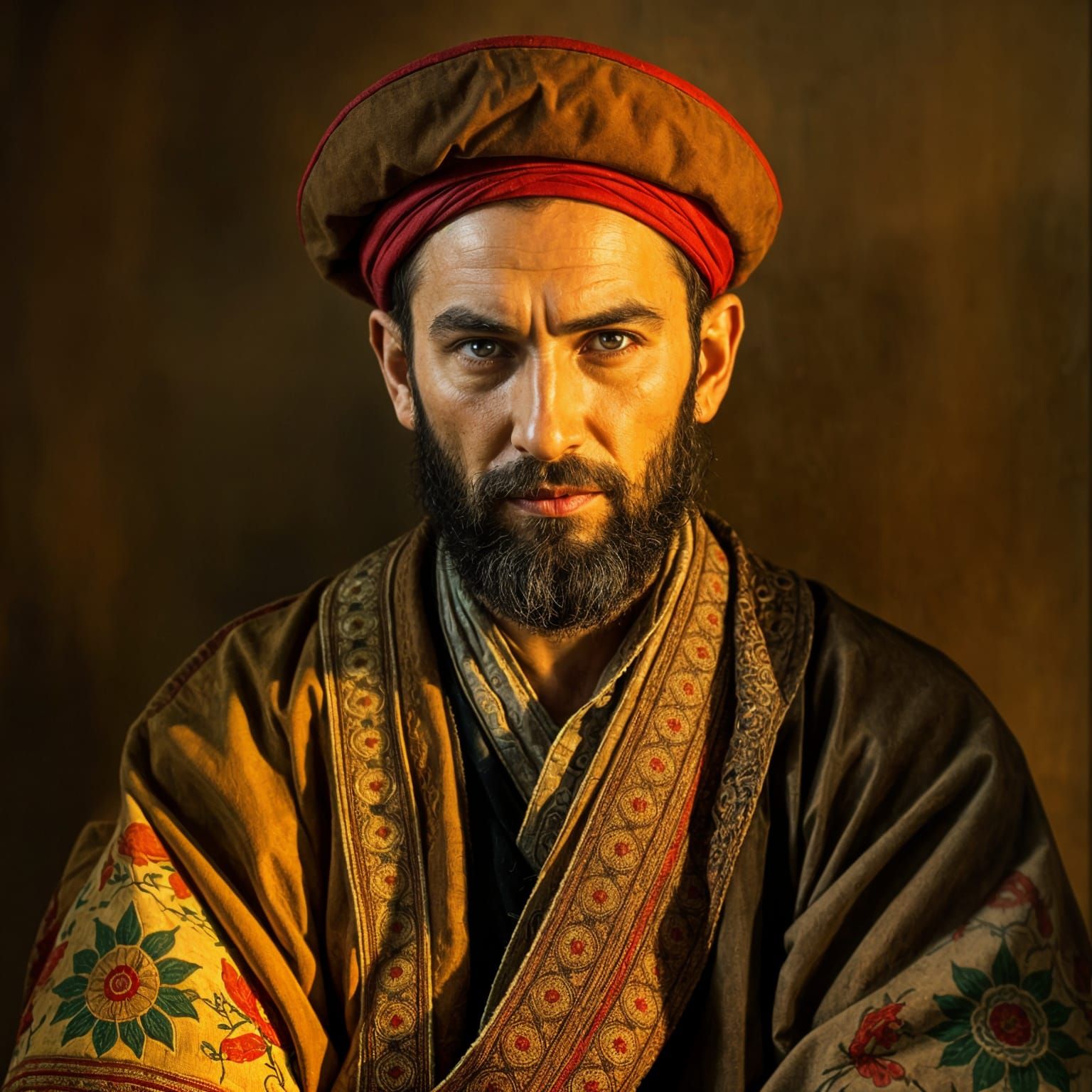 Baroque Portrait of a Tajik Man in the Style of Rembrandt
