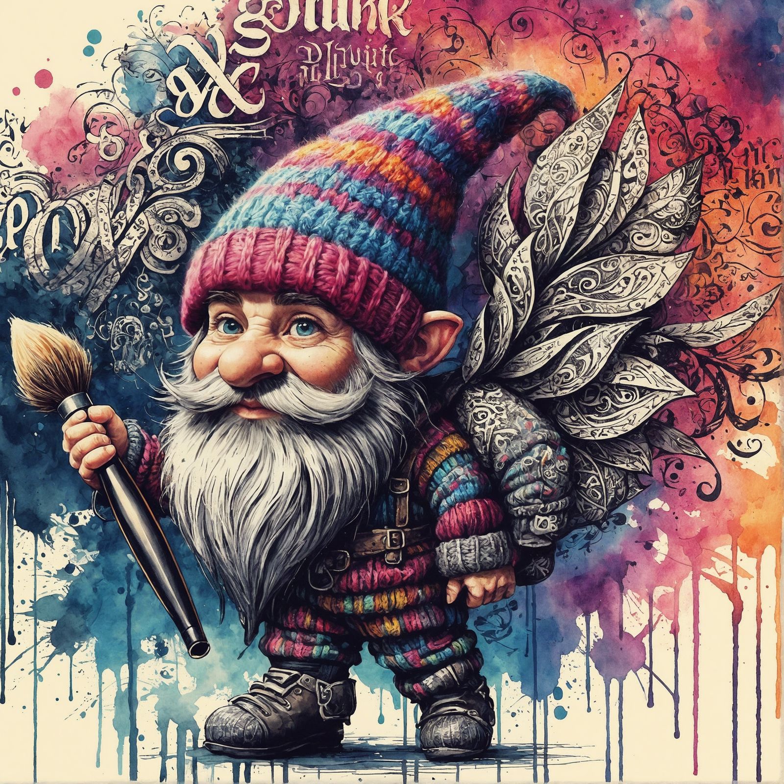 Punk Gnome's Tattoo Ink Masterpiece in Caricature Style