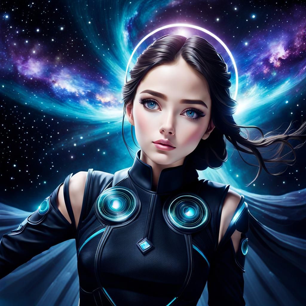 Dreamy Oceanid: Woman Swimming in Starry Night