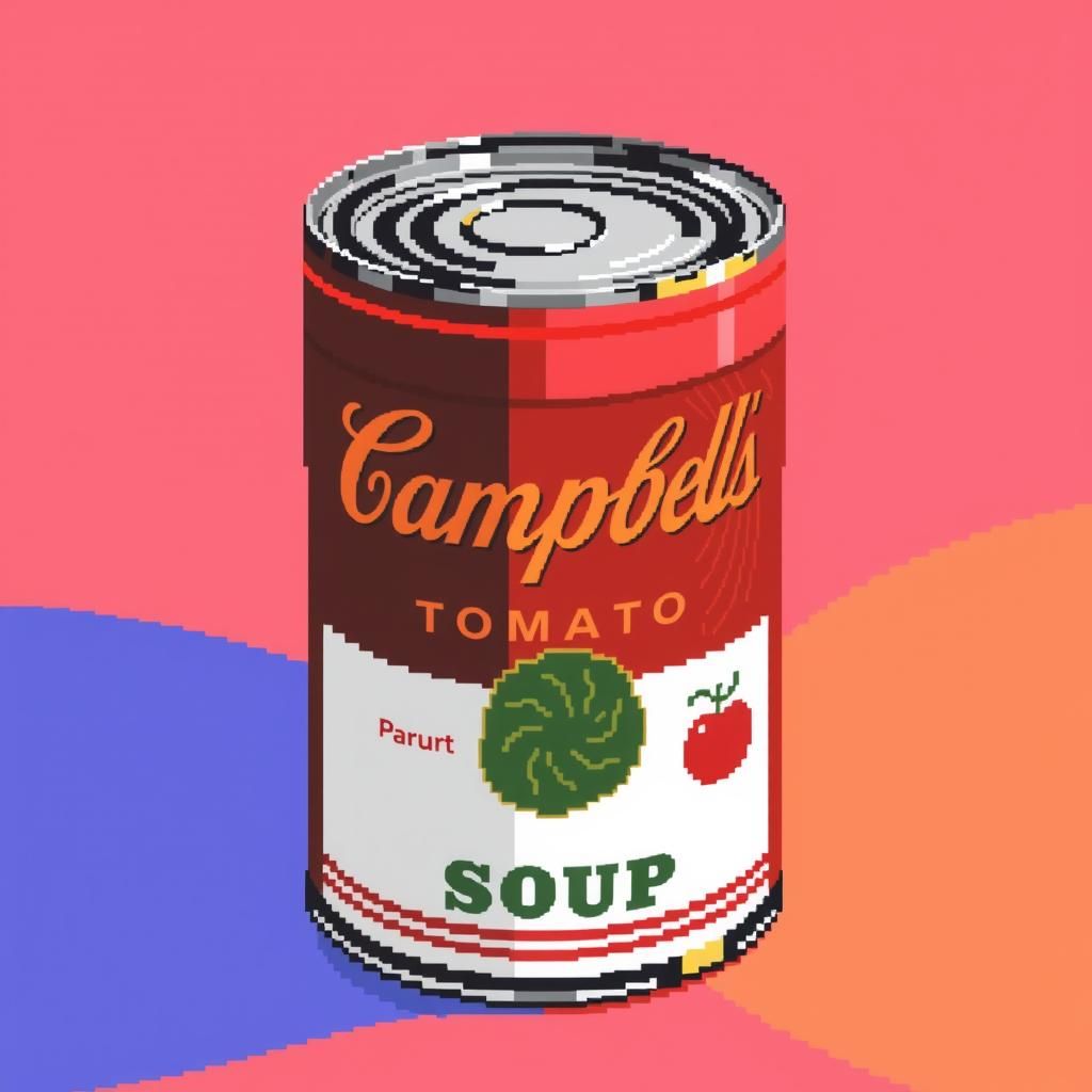 Andy Warhol's Tomato Soup Can, Pop Pixel Art