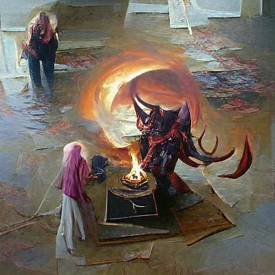 Summoning the Demon Hexer: Oil Painting