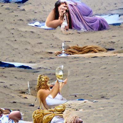 Greek Goddess Relaxing on a Beach