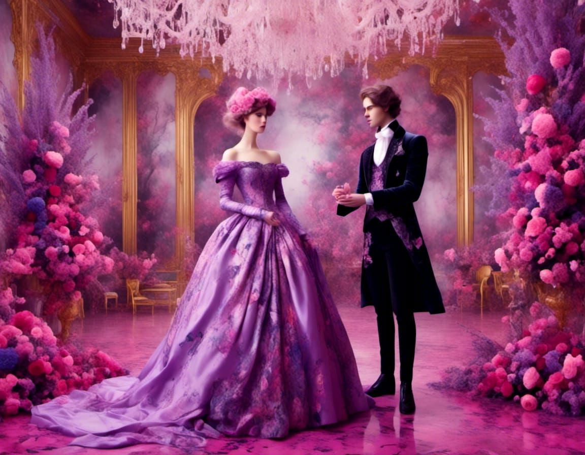 Lavender Queen Meets Magenta King in Ballroom