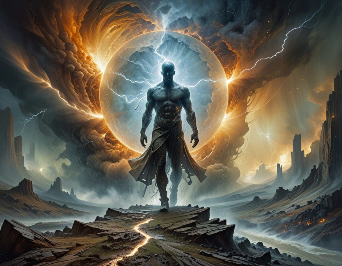 Shadow Man Emerges in Watercolor Dreamscape