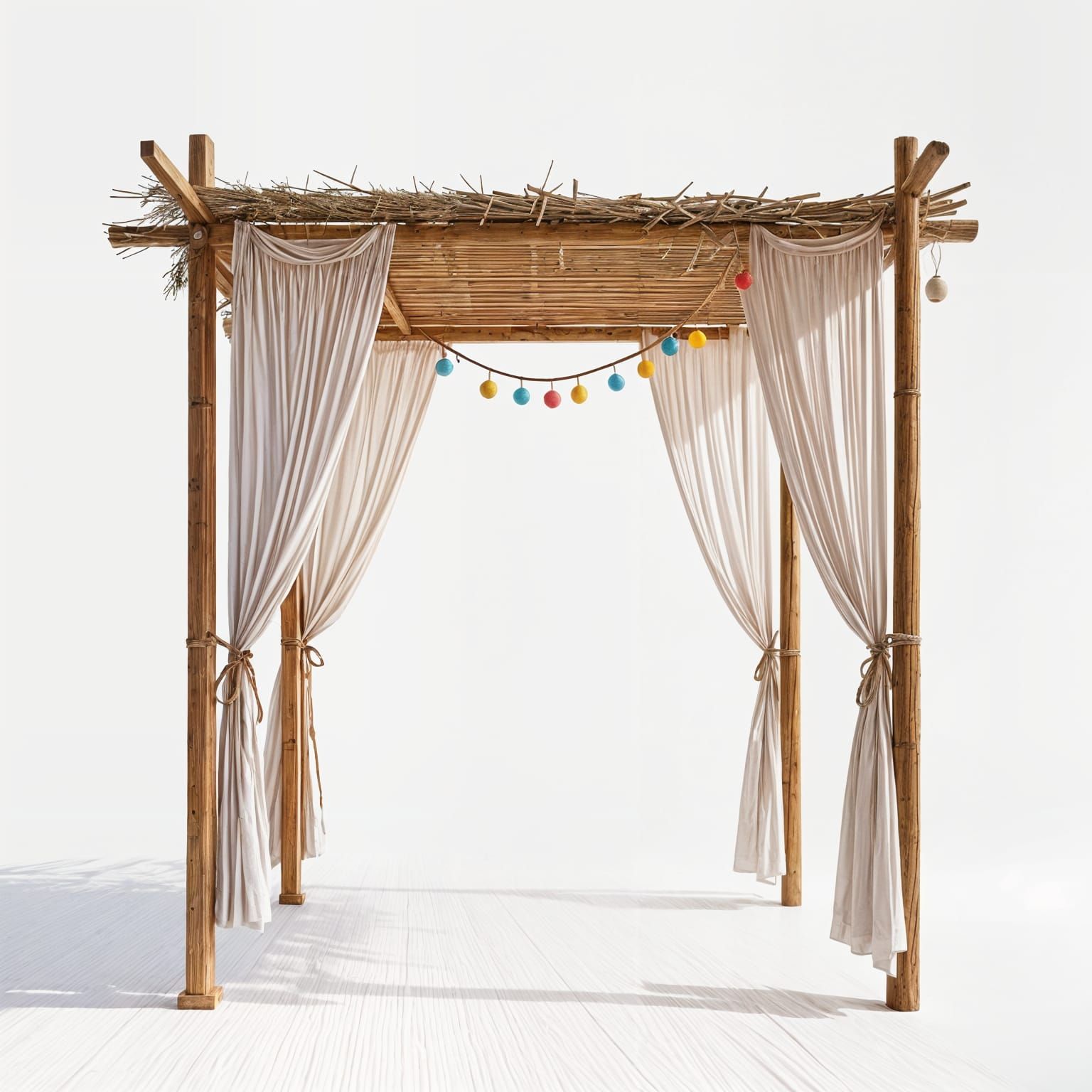 Isolated Wooden Arbor with Paper Chain Ornaments
