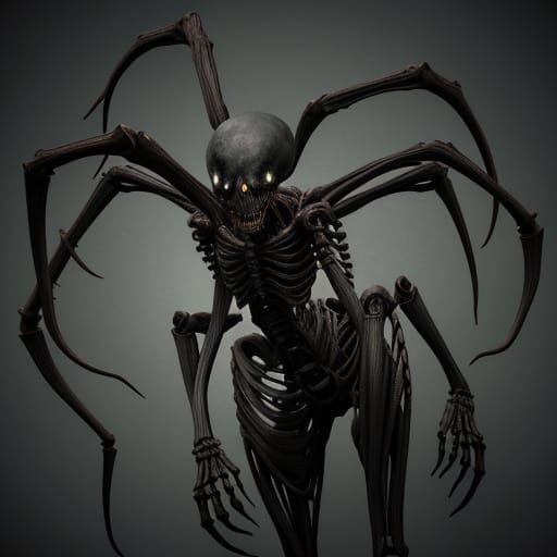 Gothic Horror Biomechanical Creature in Dark Fantasy Style