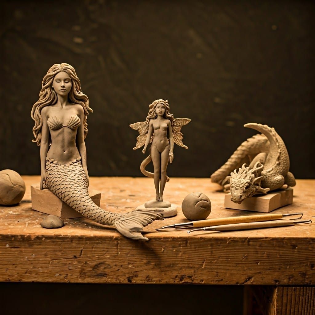 Hyper-Realistic Clay Masterpieces in Rustic Setting
