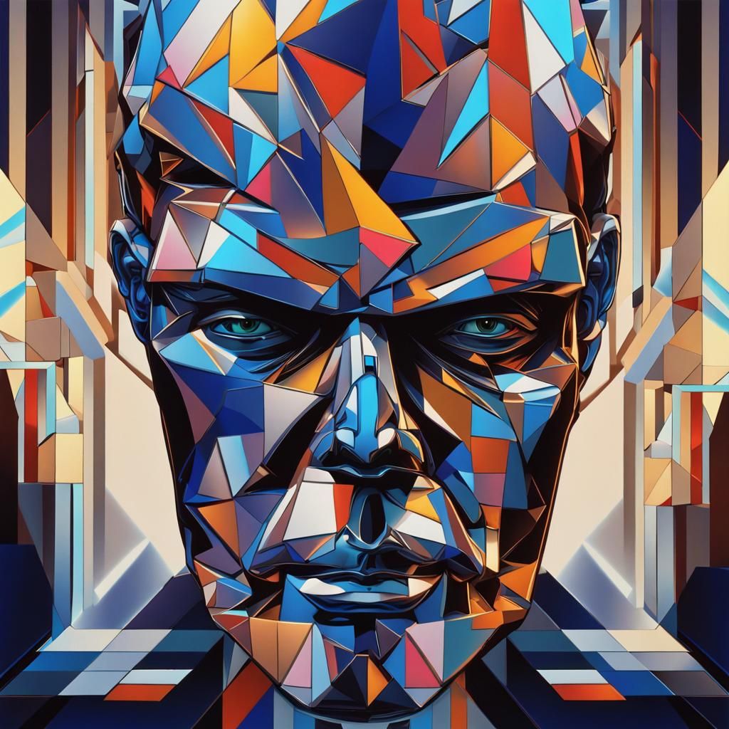 Psychedelic Biker Head in Geometric Pop Art