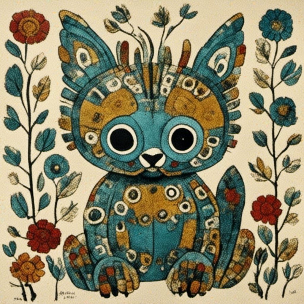 Folk Art Dolls in Abstract Style