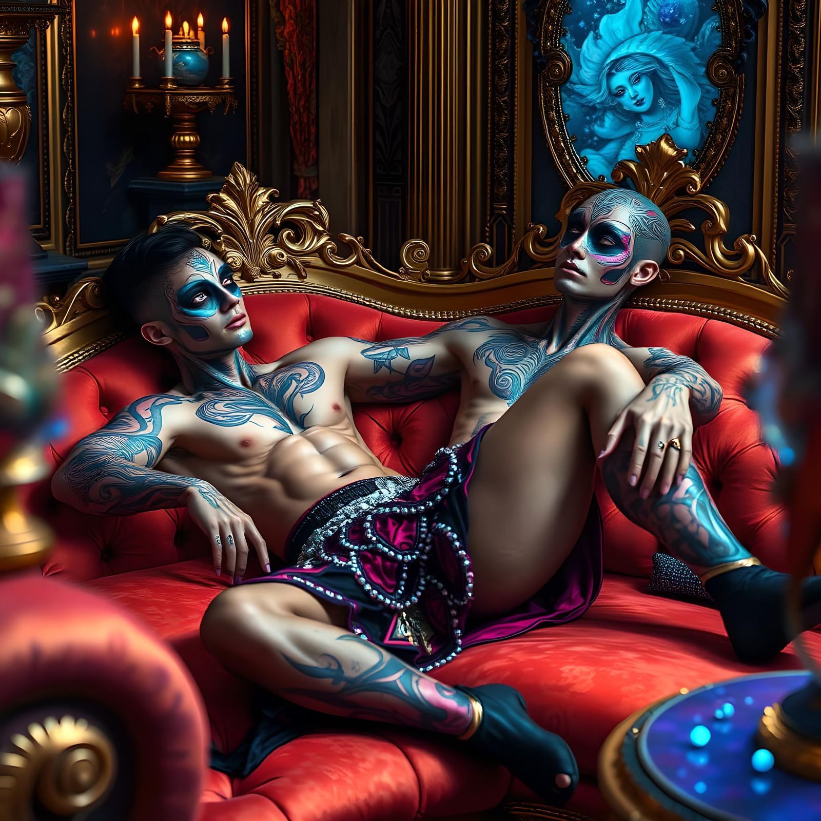 Handsome Android Man with Optical Illusion Tattoos