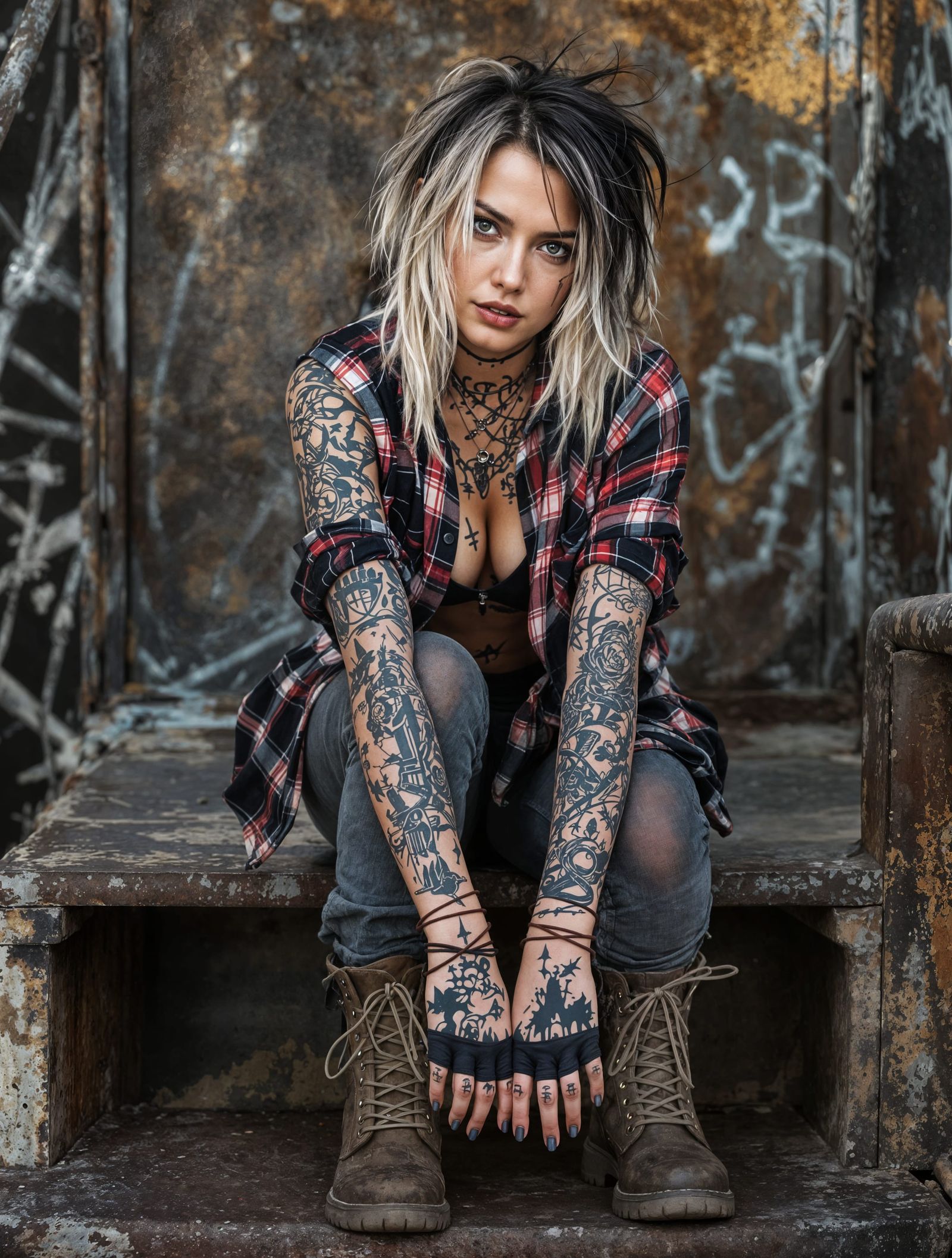 Grunge Goddess in Distressed Urban Setting