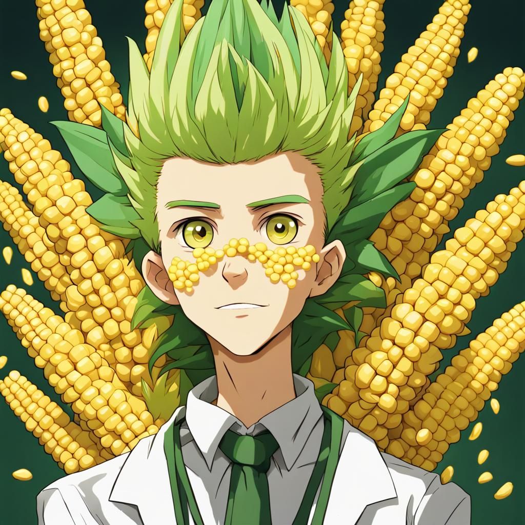 Anime Style Corn Boy with Kernel Hair