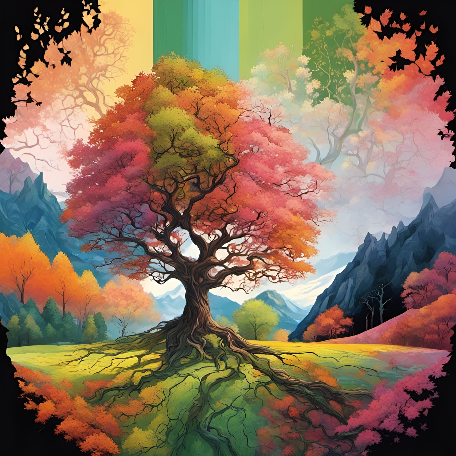 Epic Yggdrasil Tree Art: Four Seasons