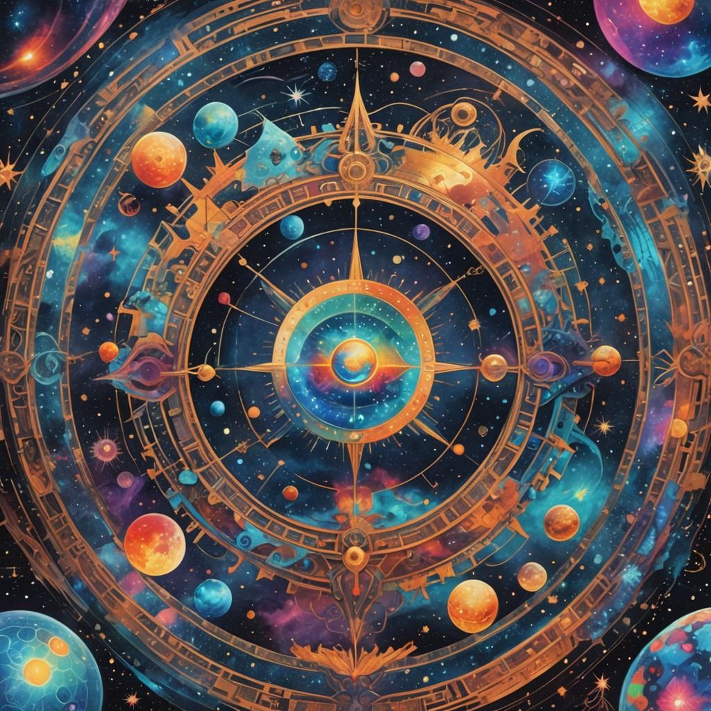 Holographic Cosmic Circle Illustration in 8k