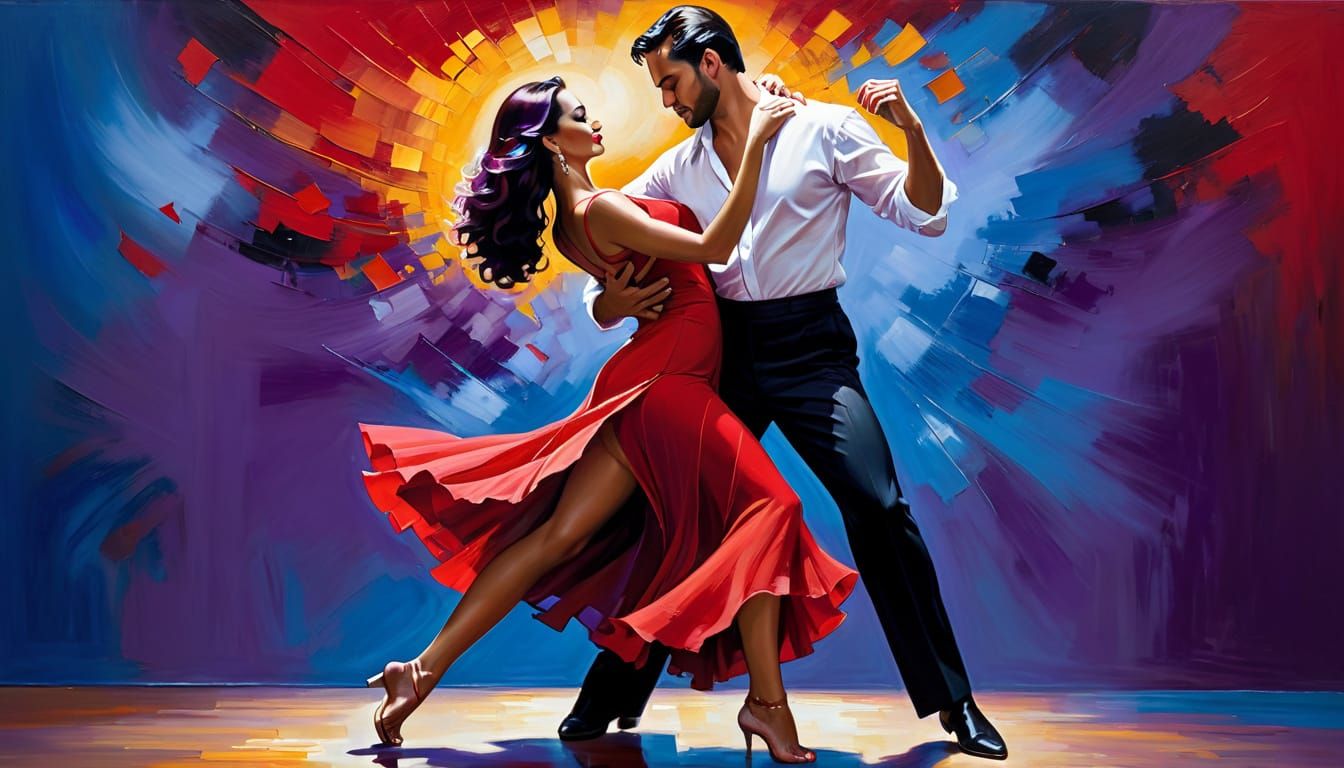 Passionate Tango Dance in Vivid Colors