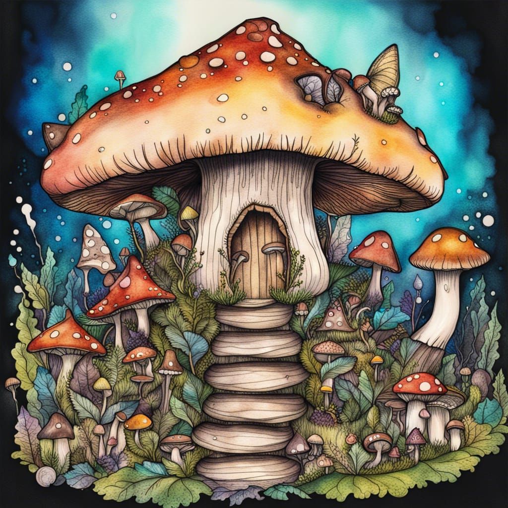 Judgment Cat in Fairy Circle: Alcohol Ink Art