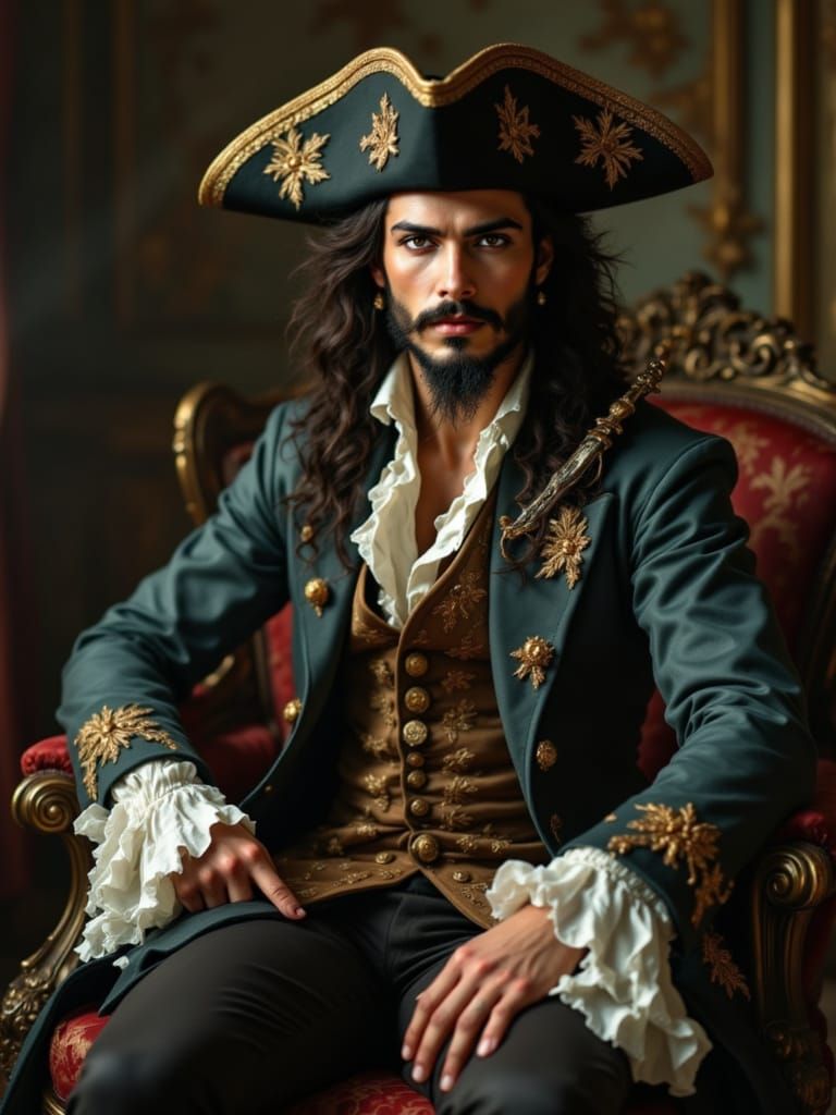 Blackbeard Portrait in Rococo Style